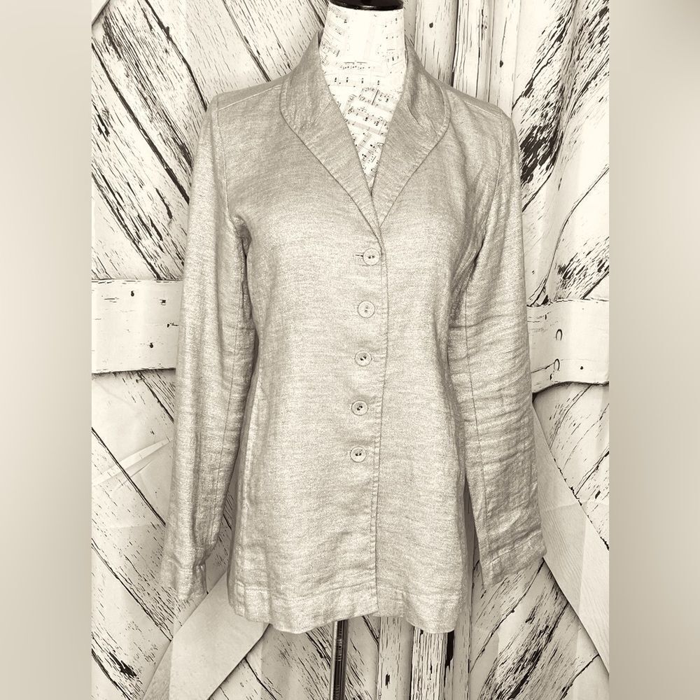 Eileen Fisher Linen Blend Blazer Tan Shimmer Size XS